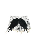 Distressed Denim Wing Detail Shorts 5