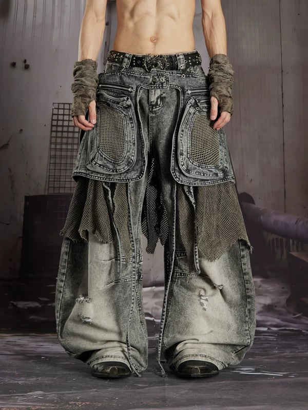 Distressed Detachable Tactical Waist Pack Pants 1