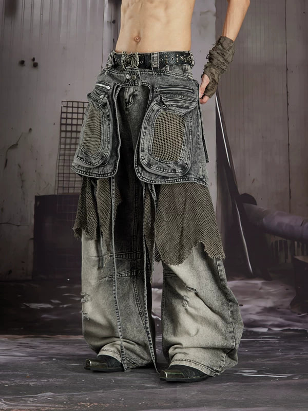 Distressed Detachable Tactical Waist Pack Pants 3