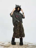 Distressed Devil Horn Hooded T-Shirt 3