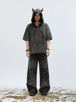 Distressed Devil Horn Hooded T-Shirt 4