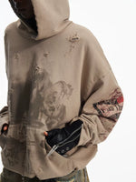 Distressed Double-Layer Horse Carriage Hoodie 2