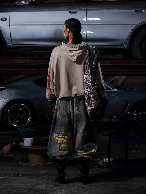 Distressed Double-Layer Horse Carriage Hoodie 3