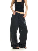 Distressed Enzyme Wash Baggy Wide-Leg Pants 2