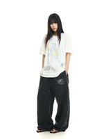 Distressed Enzyme Wash Baggy Wide-Leg Pants 4