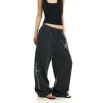 6262479806829,6262479806830,6262479806831,6262479806832,6262479806833, Distressed Enzyme Wash Baggy Wide-Leg Pants