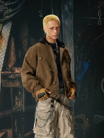 Distressed Faux Leather Hooded Zip Jacket 2