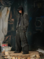 Distressed Faux Leather Hooded Zip Jacket 4