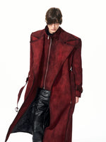 Distressed Faux Suede Padded Trench Coat 2