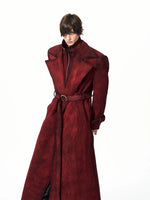 Distressed Faux Suede Padded Trench Coat 3