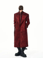 Distressed Faux Suede Padded Trench Coat 4