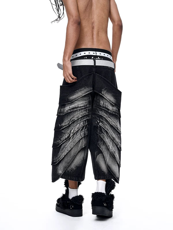 Distressed Five-Button Cropped Denim Pants 3