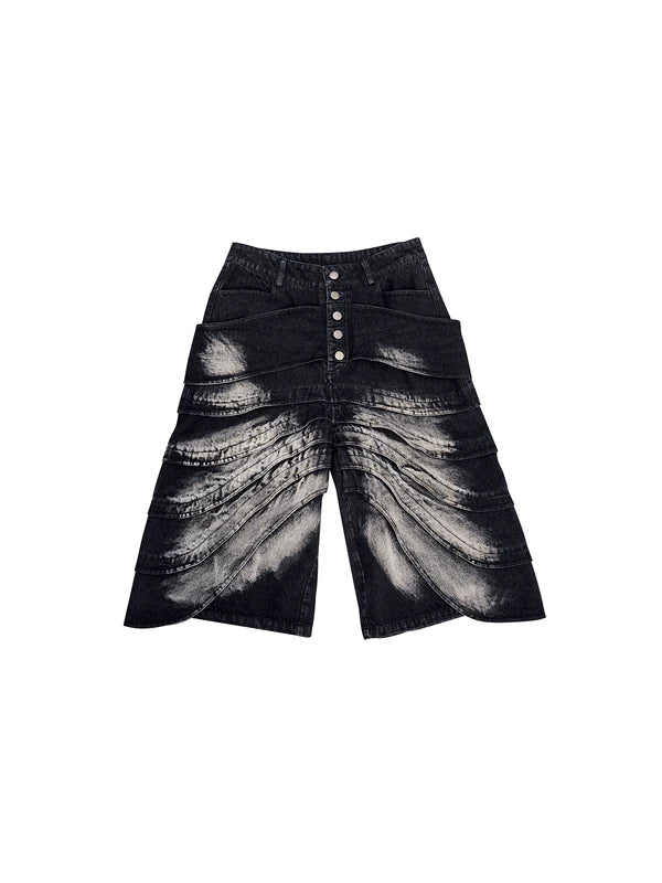 Distressed Five-Button Cropped Denim Pants 5