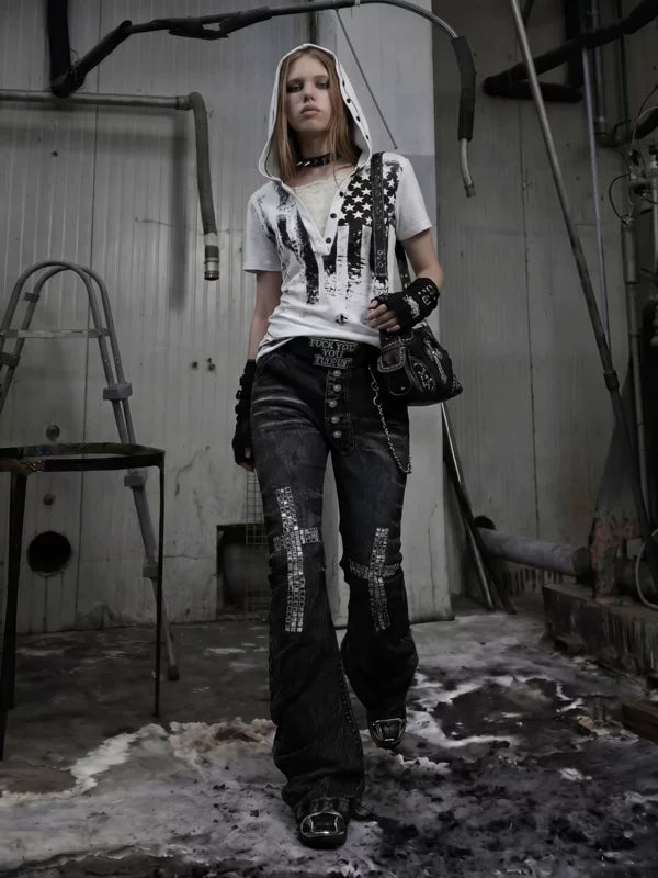 Distressed Flag Print Slim Fit T-Shirt 5