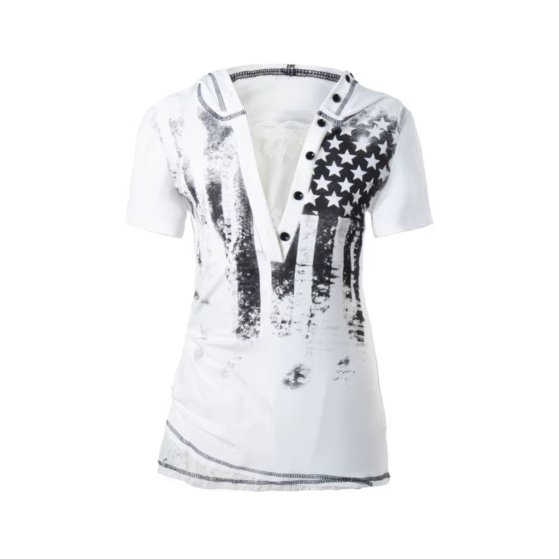 6094670376391,6094670376392,6094670376393, Distressed Flag Print Slim Fit T-Shirt