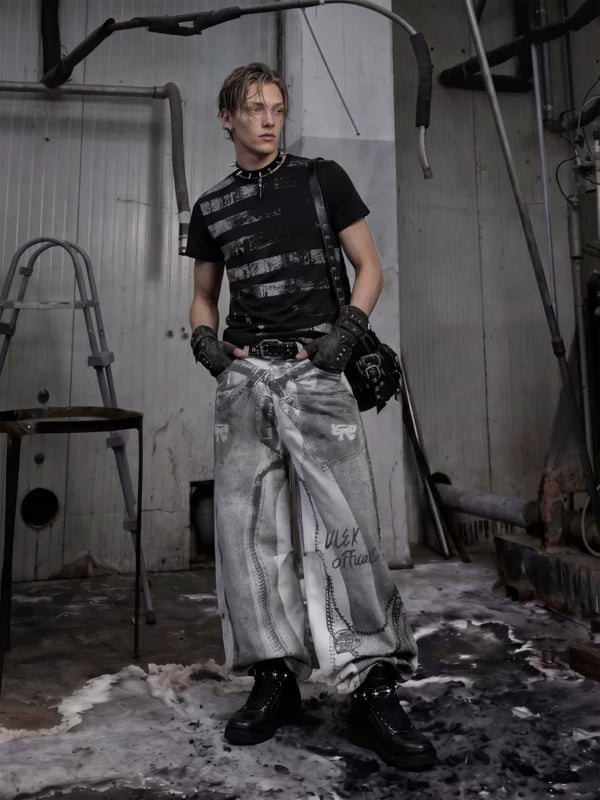 Distressed Flag Print T-Shirt and Pants 5