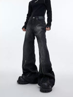 Distressed Flared Jeans with Zipper Details 1