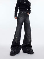Distressed Flared Jeans with Zipper Details 3