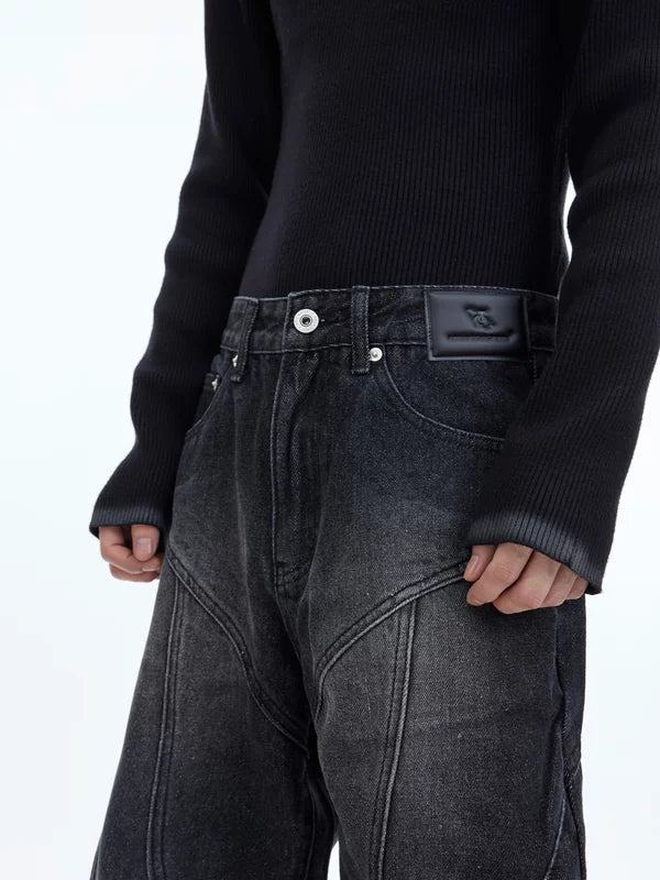 Distressed Flared Jeans with Zipper Details 4