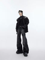 Distressed Flared Jeans with Zipper Details 5