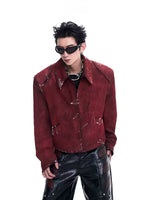 Distressed Flocked Quilted Brooch Jacket 4