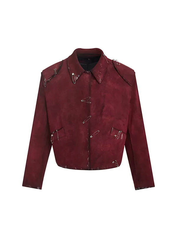 Distressed Flocked Quilted Brooch Jacket 5