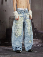 Distressed Floral Patchwork Wide-Leg Jeans 5