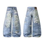 6101432801799,6101432801800,6101432801801,6101432801802, Distressed Floral Patchwork Wide-Leg Jeans