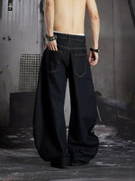 Distressed Frayed Wide-Leg Denim Pants 4