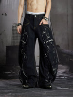 Distressed Frayed Wide-Leg Denim Pants 5