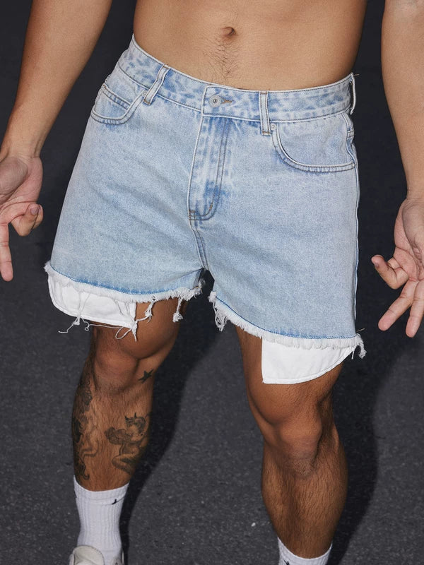 Distressed Fringed Denim Shorts 1
