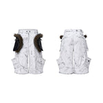 6208595730537,6208595730538,6208595730539,6208595730540, Distressed Fur-Trimmed Multi-Pocket Cropped Pants