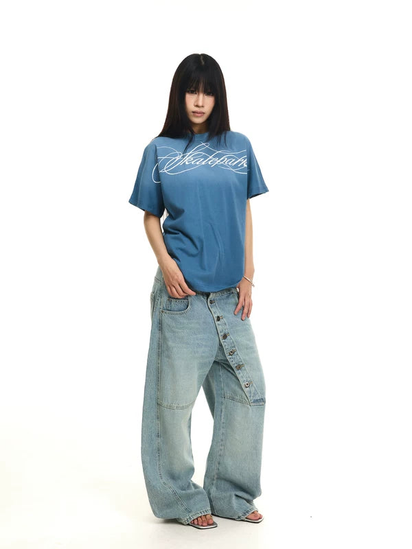 Distressed Gradient Logo Short-Sleeve T-Shirt 5