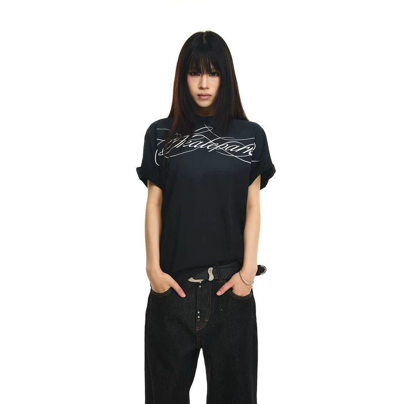 6092763681451,6092763681452,6092763681453,6092763681454, Distressed Gradient Logo Short-Sleeve T-Shirt