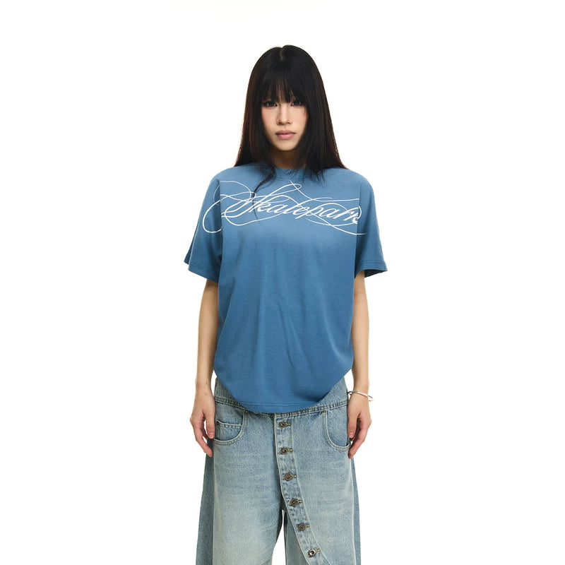 6092763681455,6092763681456,6092763681457,6092763681458, Distressed Gradient Logo Short-Sleeve T-Shirt