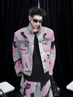 Distressed Graffiti Washed Denim Jacket 2