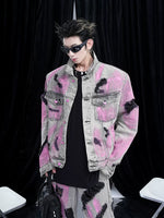 Distressed Graffiti Washed Denim Jacket 4
