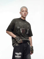Distressed Graphic Cotton T-Shirt 1