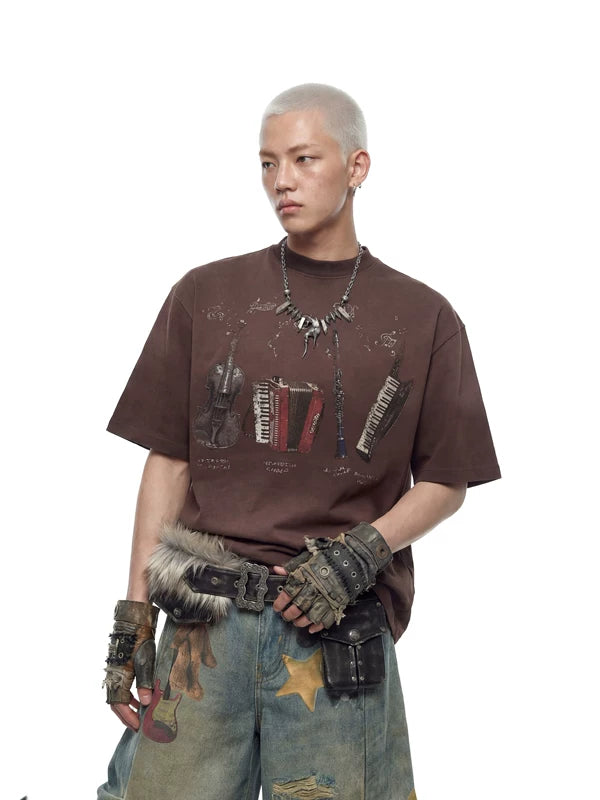 Distressed Graphic Cotton T-Shirt 2