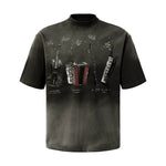 6076636768938,6076636768939,6076636768940,6076636768941, Distressed Graphic Cotton T-Shirt