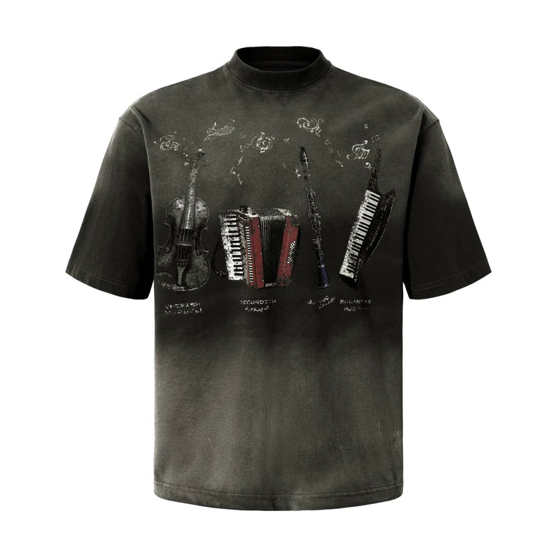 6076636768938,6076636768939,6076636768940,6076636768941, Distressed Graphic Cotton T-Shirt