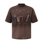 6076636768942,6076636768943,6076636768944,6076636768945, Distressed Graphic Cotton T-Shirt