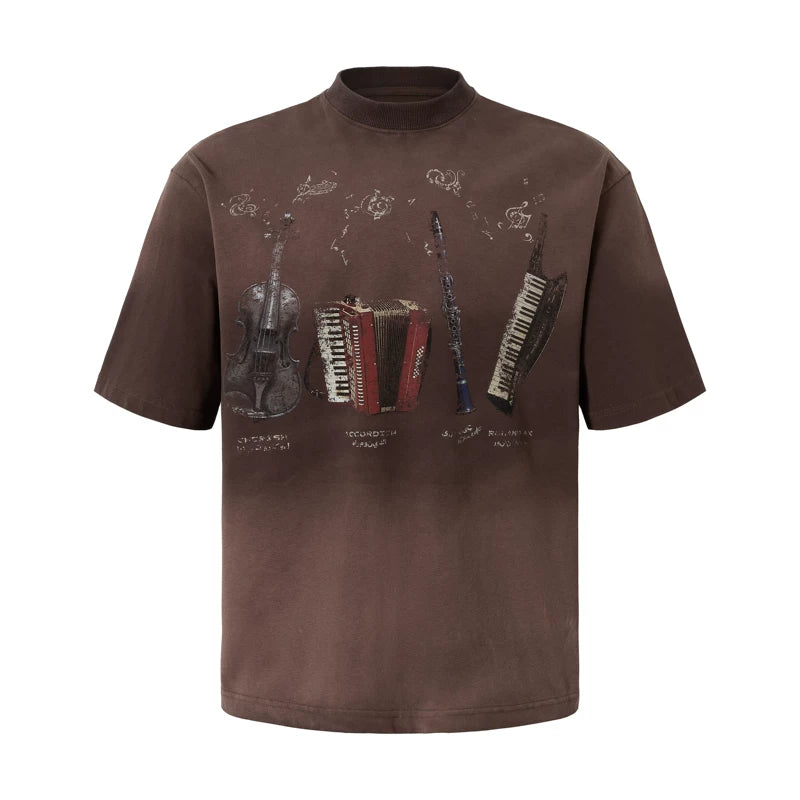 6076636768942,6076636768943,6076636768944,6076636768945, Distressed Graphic Cotton T-Shirt