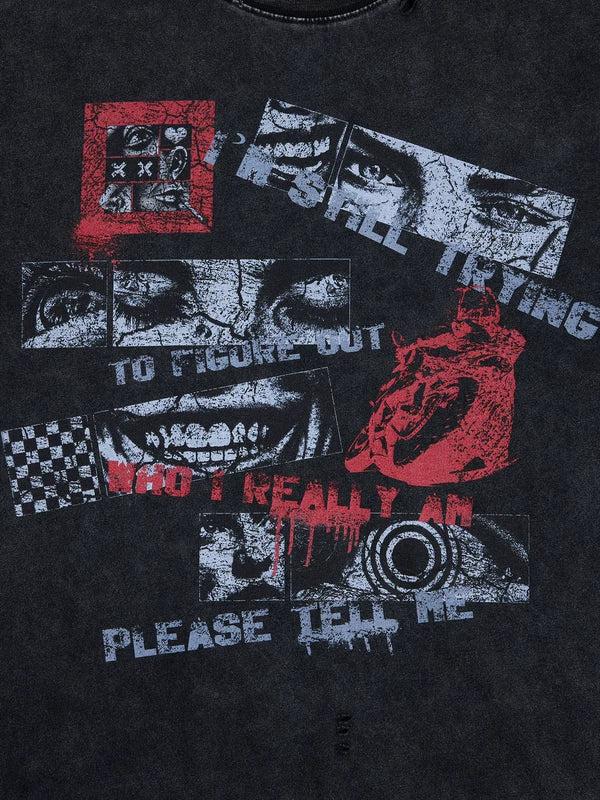 Distressed Graphic Crew Neck T-Shirt 2