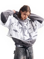 Distressed Graphic Faux Two-Piece Pullover Hoodie 3