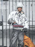 Distressed Graphic Faux Two-Piece Pullover Hoodie 5