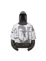 5574232356438,5574232356439,5574232356440, Distressed Graphic Faux Two-Piece Pullover Hoodie