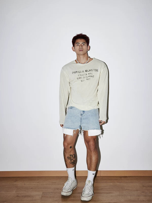 Distressed Graphic Long-Sleeve T-Shirt 2