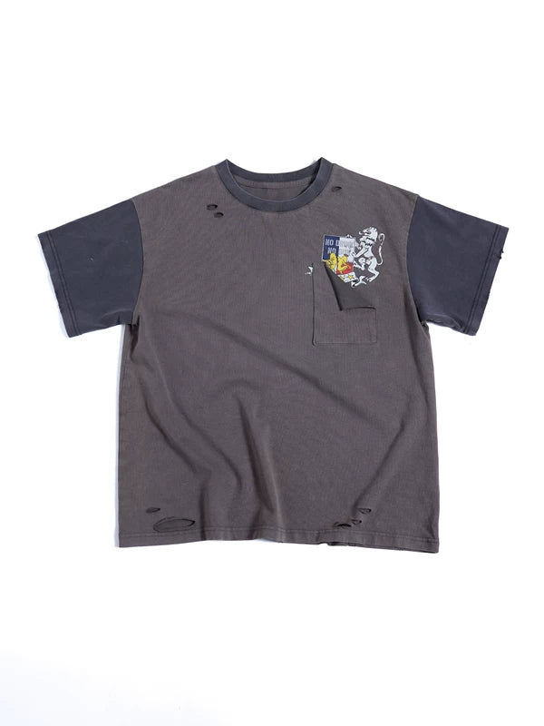 ,6259198266316,6259198266317,6259198266318, Distressed Graphic Pocket T-Shirt
