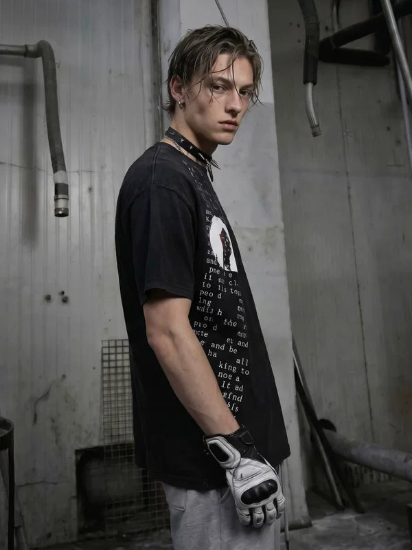 Distressed Graphic Print Cotton T-Shirt 1